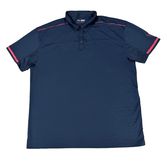 Callaway Opti Dri Polo Shirt Mens 2XL Navy Blue Vented Breathable Short Sleeve - Picture 1 of 6